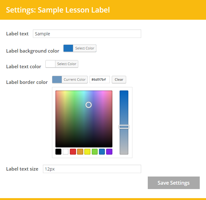customize label settings